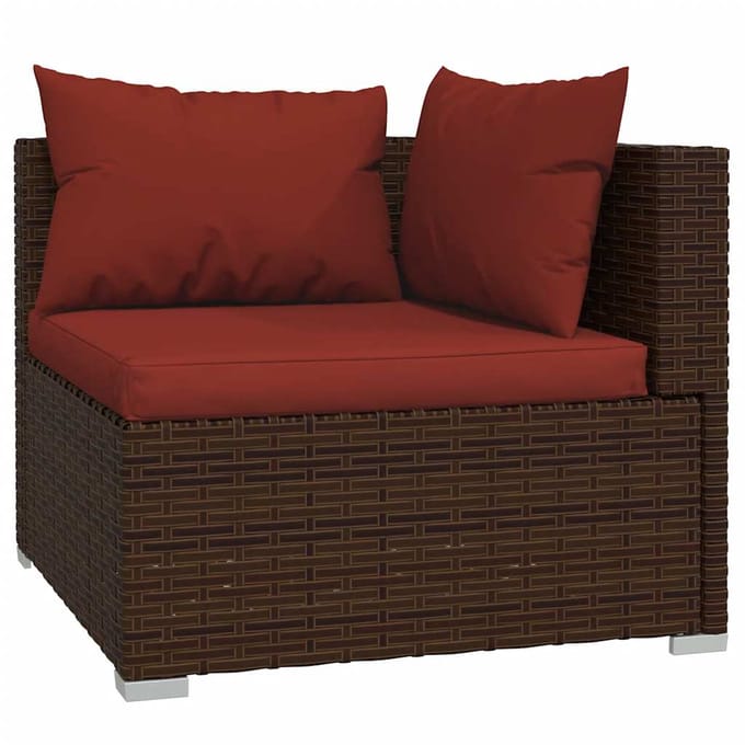 vidaXL - 4-delige - Loungeset - met - kussens - poly - rattan - bruin