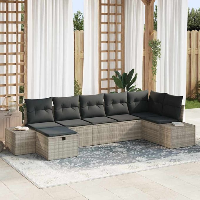 vidaXL - Bankstel - 8 - st - poly - rattan