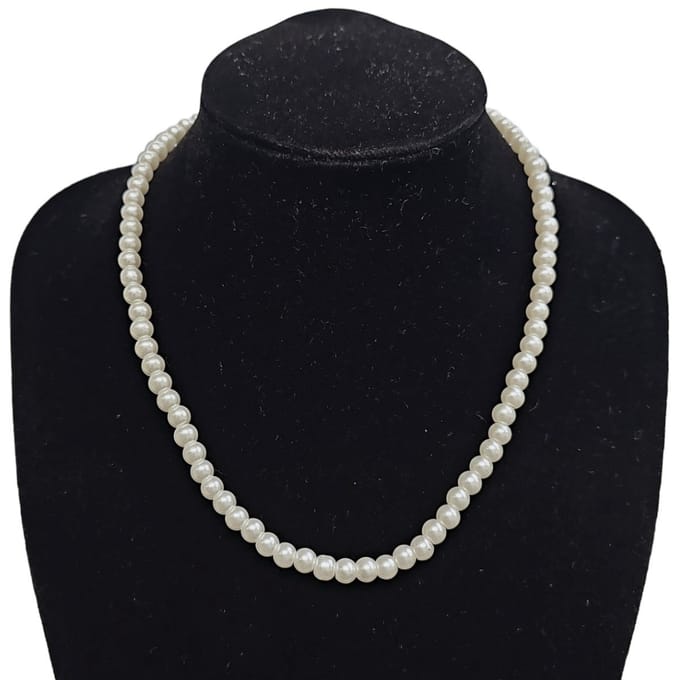 Fako Bijoux® - Parelketting - 6mm - Glaskralen - Parelmoer - Wit