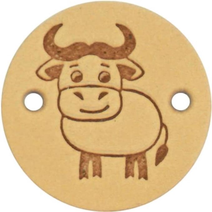 Durable Leren Label met Koe Opdruk – (2 stuks)