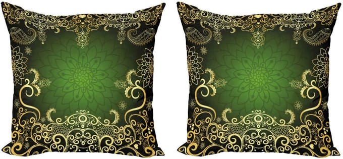 ABAKUHAUS Mandala Kussenhoes Set – 2x45 cm – Mikrofaser Groen