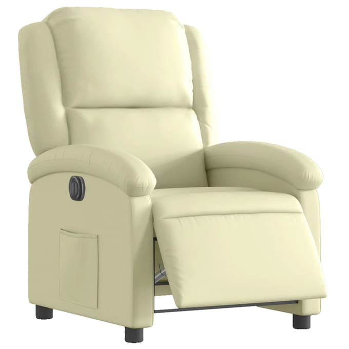 vidaXL - Fauteuil - elektrisch - verstelbaar - echt - leer - crèmekleurig