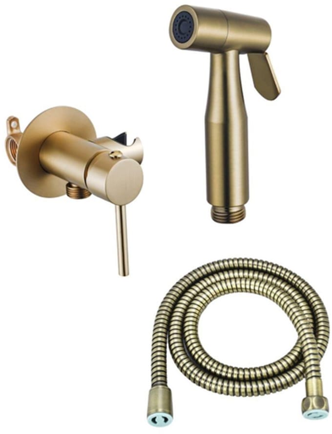 FugaFlow Eccelente Acces Mengkraan Bidetset - handdouchehouder -100cm doucheslang - bidet handdouche - geborsteld messing