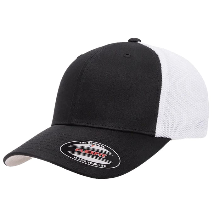 Flexfit Tweekleurige katoenen Mesh Trucker Cap (Zwart)