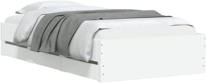 1-Persoons Bedframe met Lades 90x200 cm - Stevig Wit Opbergbed