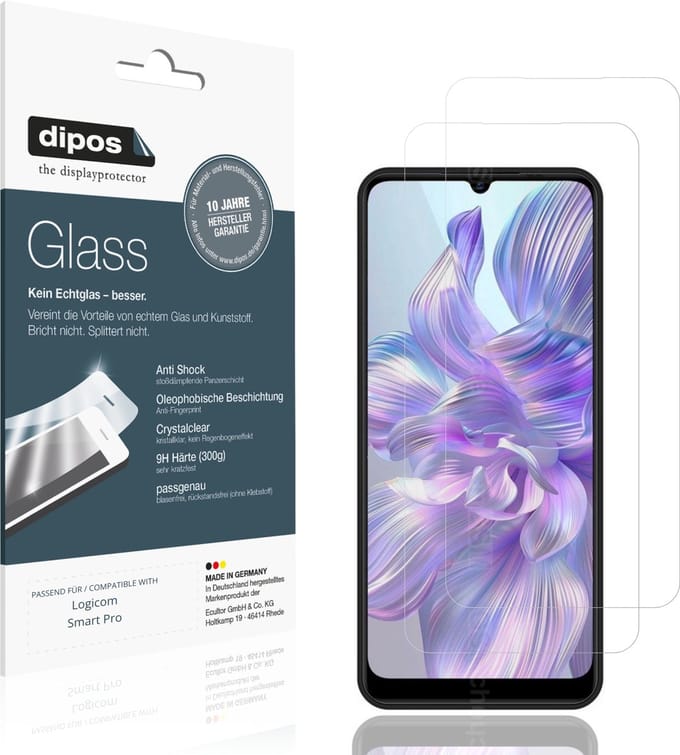 dipos – 2x Pantserfolie geschikt voor Logicom Smart Pro | 9H Screenprotector