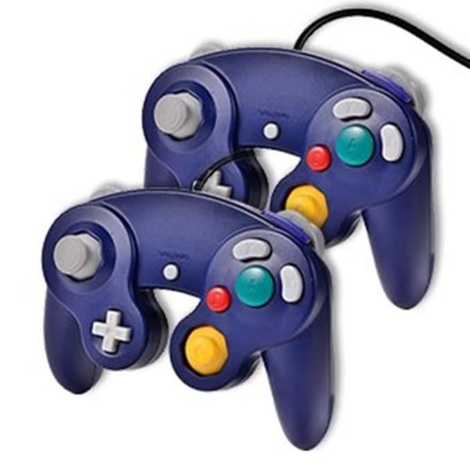 Lot de 2 manettes noires pour console Nintendo Gamecube Wii ,Bleu zwart