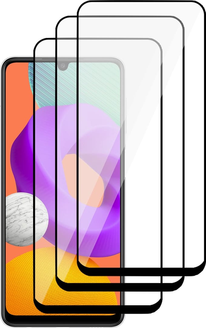 Screenprotector geschikt voor Samsung Galaxy M22 - Full Screen Protector Glas - 3 Stuks