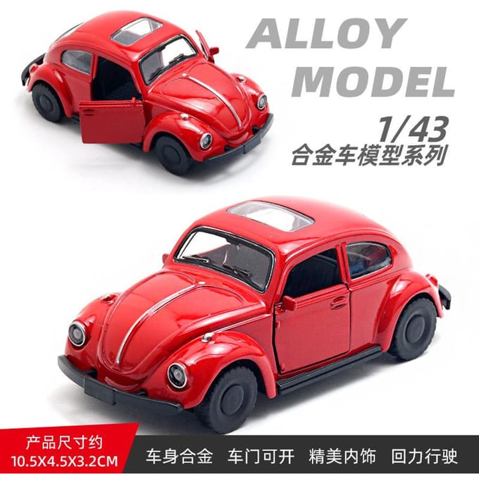 1:43 Legering Automodel Vintage Vintage Auto Met Dubbele Deuren En Pull Back Speelgoedauto Cadeaus gray