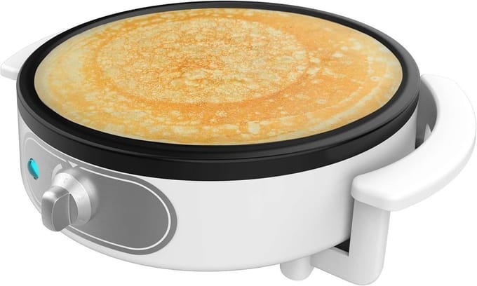 SNJY® Pannenkoekenpan - Pannenkoekenmaker - Crepe Maker - 1200W - 30,5 cm - Wit