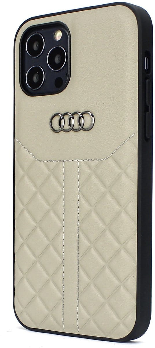 Beige hoesje Audi Q8 Serie iPhone 12 Mini - Backcover - Genuine Leather