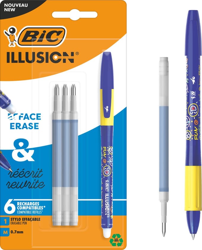 BIC Illusion - Gelpen - Uitwisbaar - Pennen - Blauwe Inkt - Pen - 4 Stuks