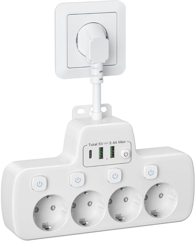 VELTRR® Stekkerdoos met USB - Verdeelstekker - Stopcontact Splitter - Wit