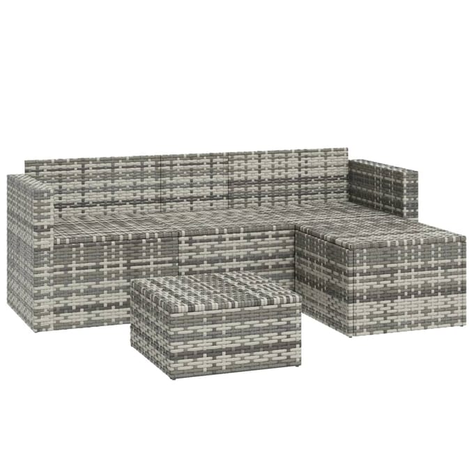 vidaXL - 3-delige - Loungeset - met - kussens - poly - rattan - grijs