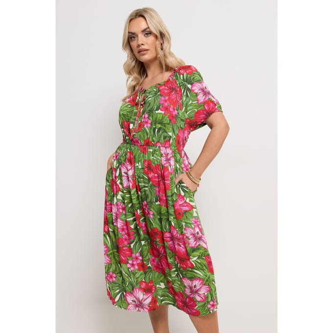 Yours Groene Maxijurk Met Bloemenprint Size 62-64