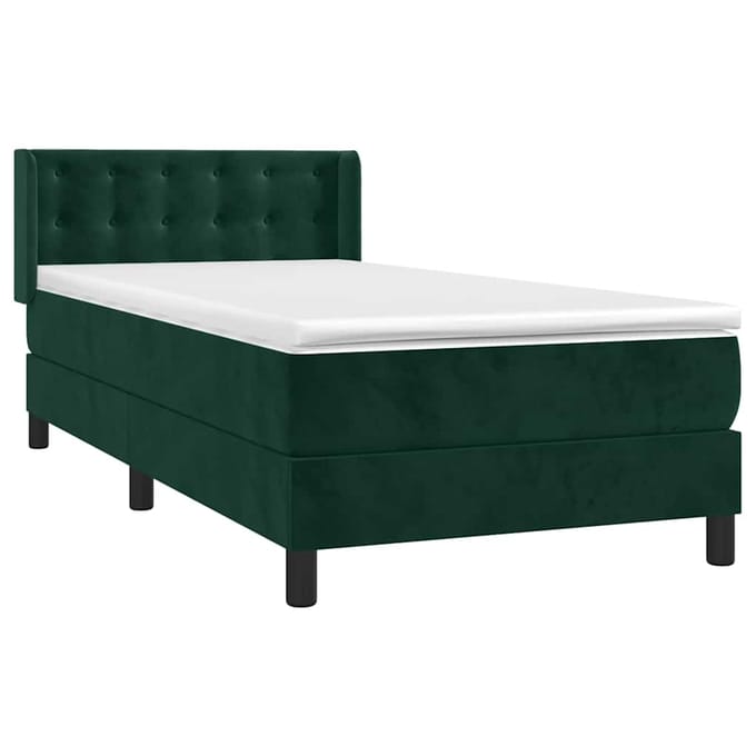 vidaXL - Boxspring - met - matras - fluweel - donkergroen - 80x200 - cm
