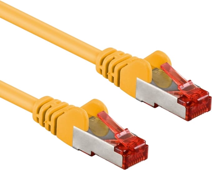 Goobay CAT 6 netwerkkabel, S/FTP, geel, 1 m, kopergeleider, halogeenvrije kabelmantel (LSZH)