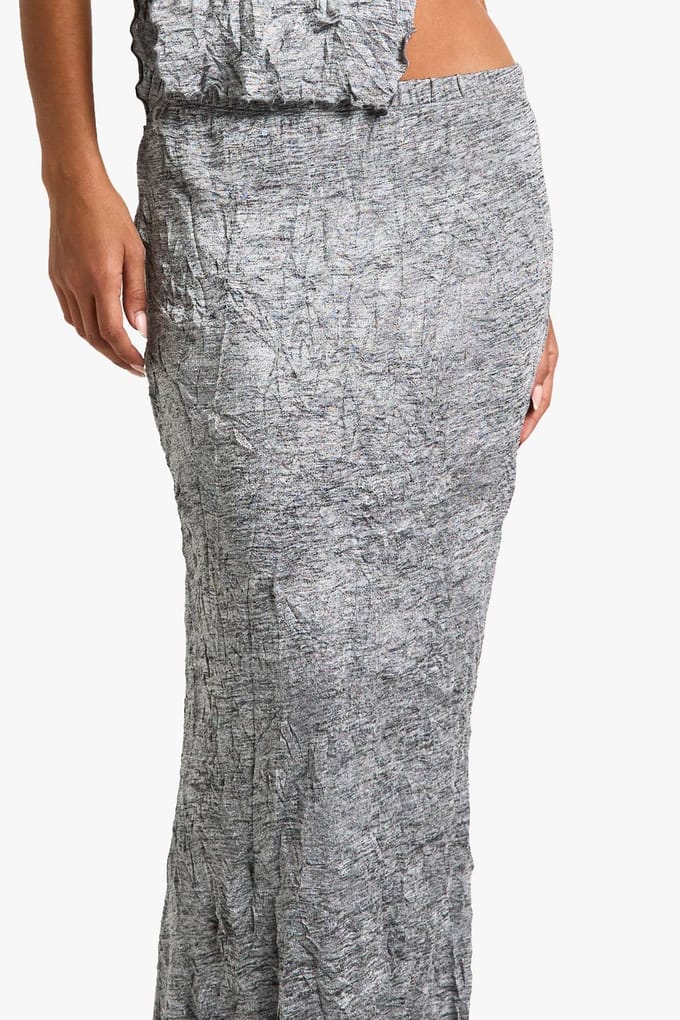 boohoo Dames Crinkle Marl Maxi Rok | Grijs | Maat: 42