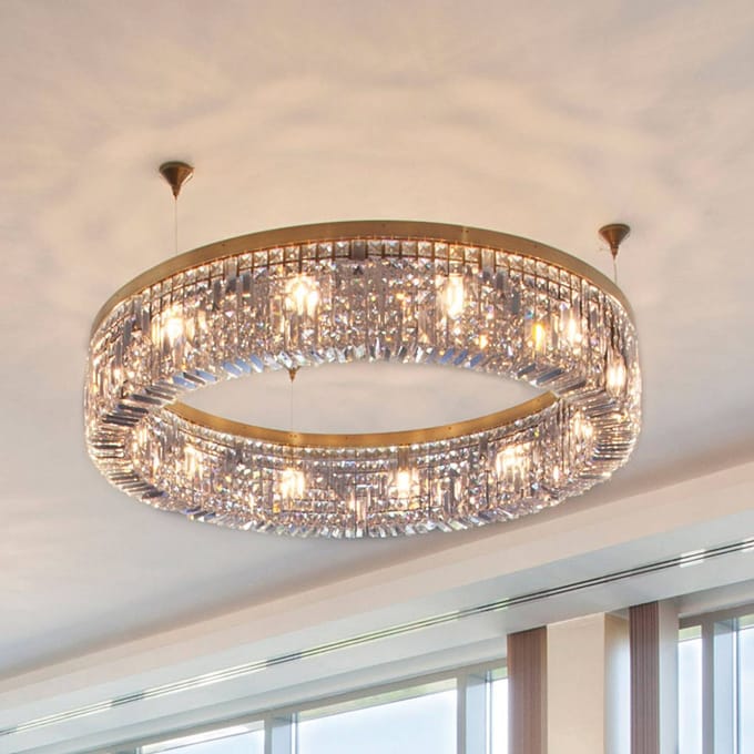 ORION Glanzend kristallen hanglamp Ring 100 cm goud