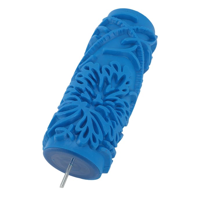 5 Inch Patroon Verfroller voor Muurdecoratie Klassieke Embossing Textuur Rubber Roller voor Thuis blue