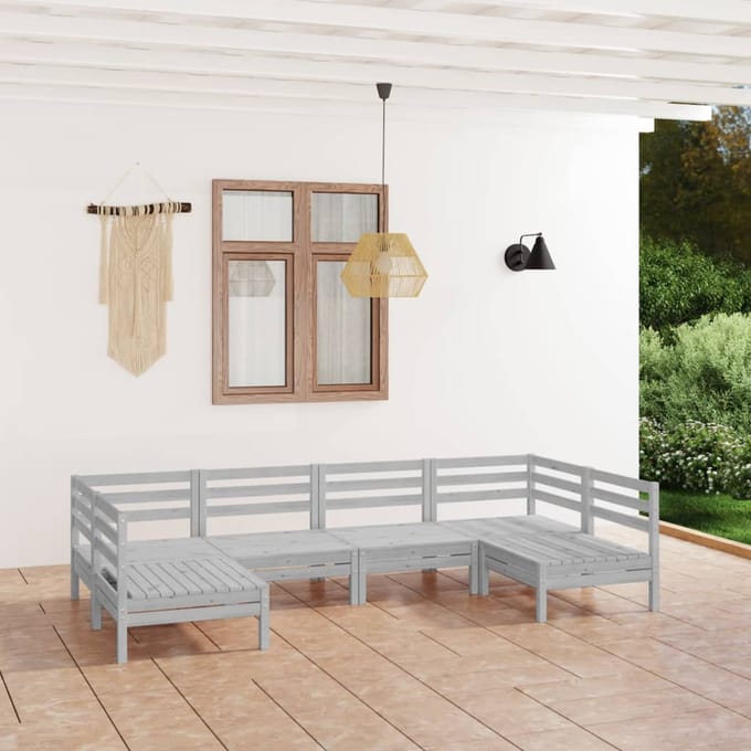 vidaXL - 6-delige - Loungeset - massief - grenenhout - wit