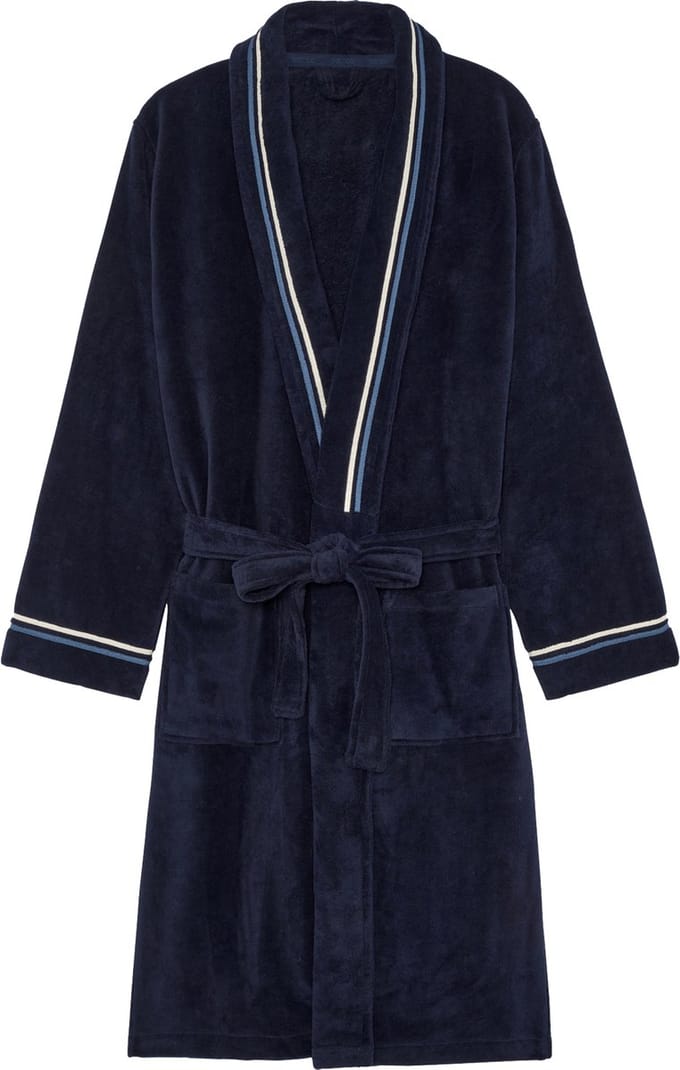 HOM Transat bathrobe - heren badjas - donkerblauw