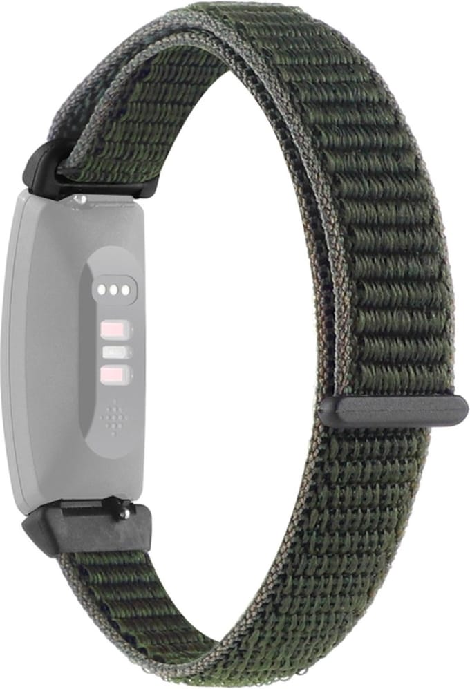 Nylon bandje - geschikt voor Fitbit Inspire 2 / Ace 3 - donkergroen