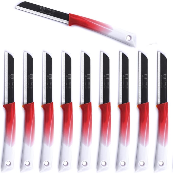 Solingen Schilmesje Duits Rvs Rood/Wit - 19,5 cm. met beschermhoes - 10 stuks