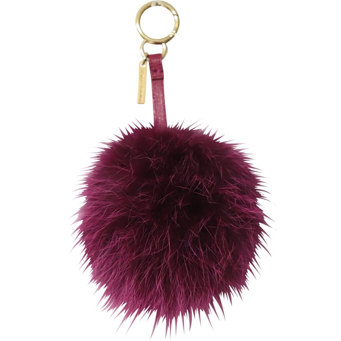 Fendi Pom Pom Tascharme in Paarse Bont