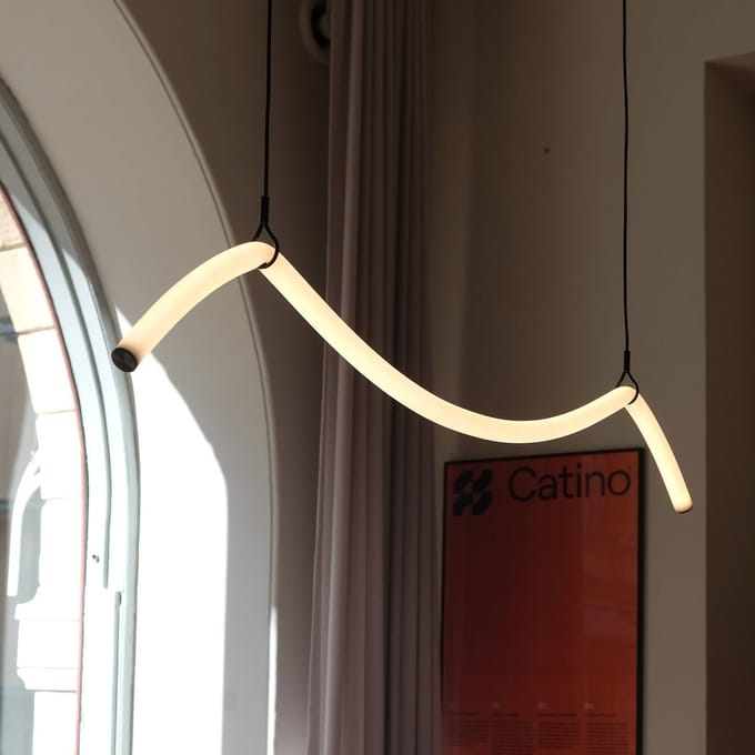 Markslöjd LED hanglamp Melt, zwart/wit, 112 cm lang