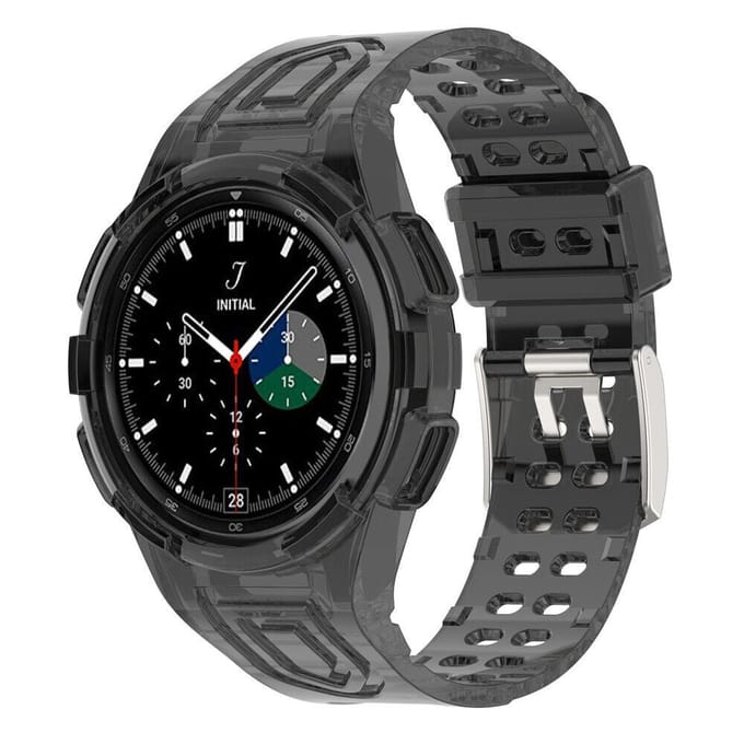 Samsung Galaxy Watch 4 Classic 46mm siliconen bandje met frame (transparant zwart)