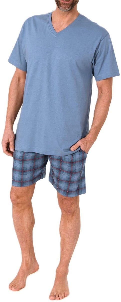 Normann herenpyjamashort met korte mouwen in geruite look - ook in grote maten