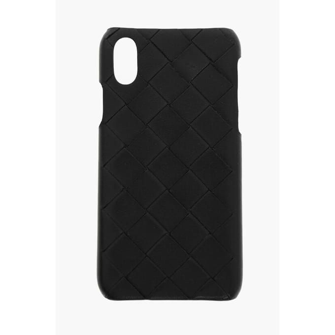 Intreccio Zachtleren iPhone Xs-hoesje in zwart