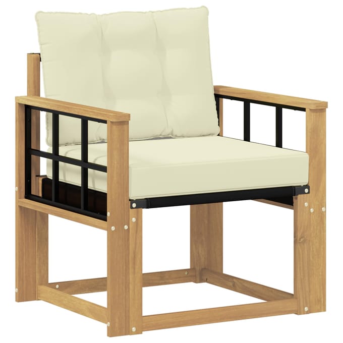 vidaXL - Buitensofa - Massief - Acaciahout - en - Textilene - Wit