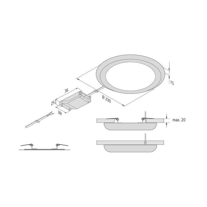 Hera LED lamp FR 65/205 aan-/inbouw, chroom mat, 2.700K