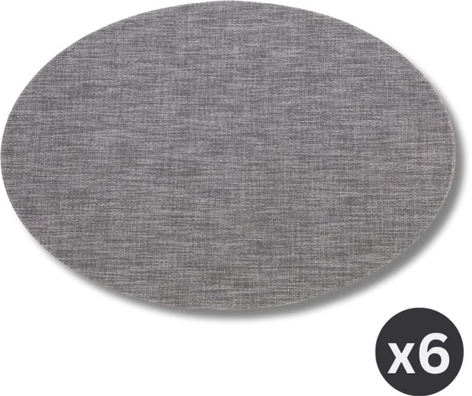 ZICZAC - Placemat PURUS - SET/6 - Microban, antibacterieel - Ovaal, donkergrijs