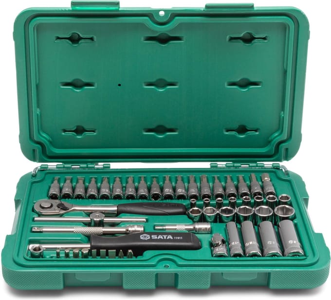 SATA Doppenset met ratel 1/4 inch 6-kant - 52-delig