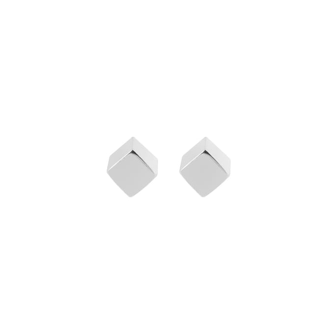 Zilver Blok Oorknopjes
