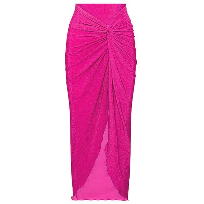 Bijgewerkt Sexy Slank Eendelig Badpak Dames Bandjes Mesh Rok Badpak Set L pink