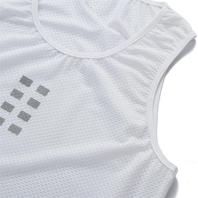 Heren Mouwloos Fietsondershirt Sneldrogend Fiets Basislaag Vesten Zomer Hardloopvest Elastisch M wit