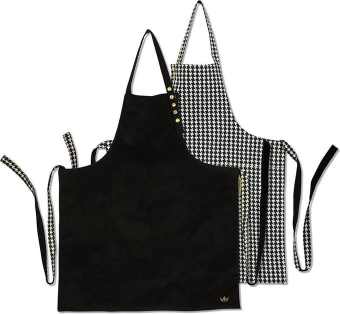 Dutchdeluxes reversible apron corduroy black/pied de poule