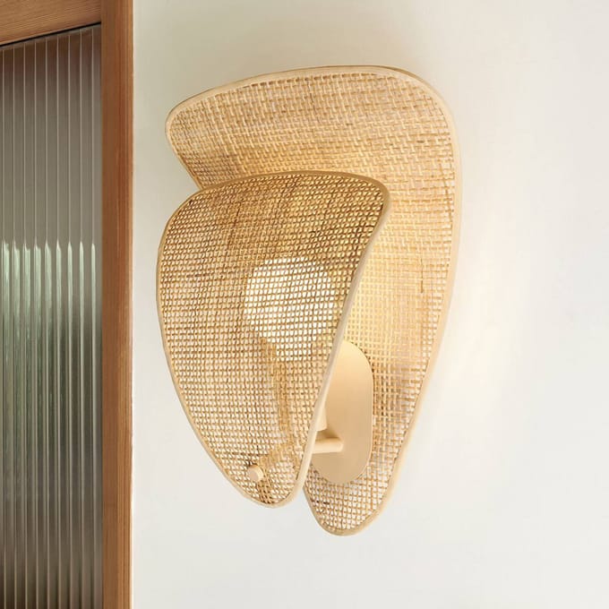 MARKET SET wandlamp Coquillage, naturelkleurig, 33 cm, rotan