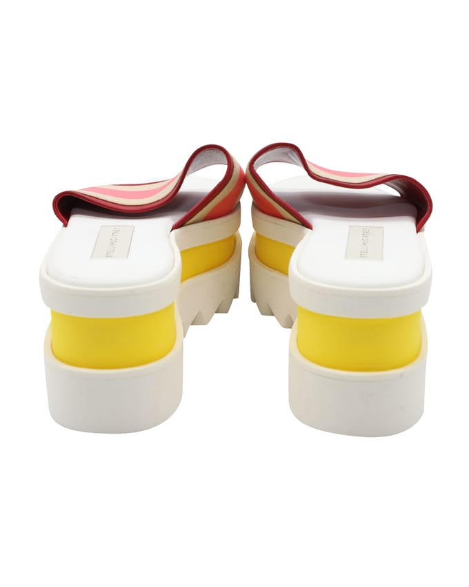 Stella McCartney Kleurblok Platform Slippers in Witte Faux Leer