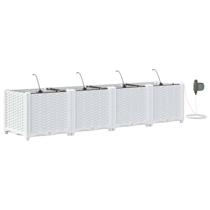 vidaXL - Plantenbak - 4 - st - Wit - 160 - x - 40 - x - 37,5 - cm - PP