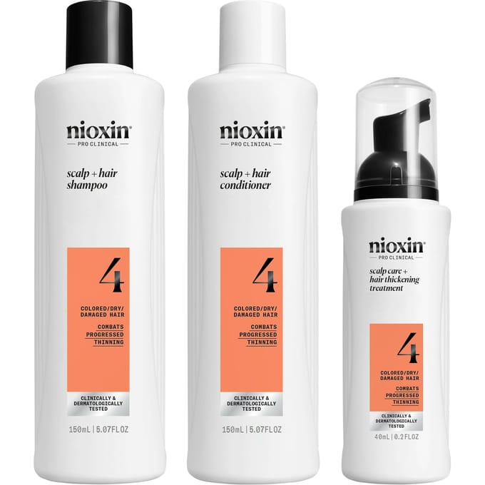Nioxin System 4 - Trial Kit - voor Gekleurd Haar - Anti Haaruitval - Gevorderde Uitdunning - 150+150+40ml