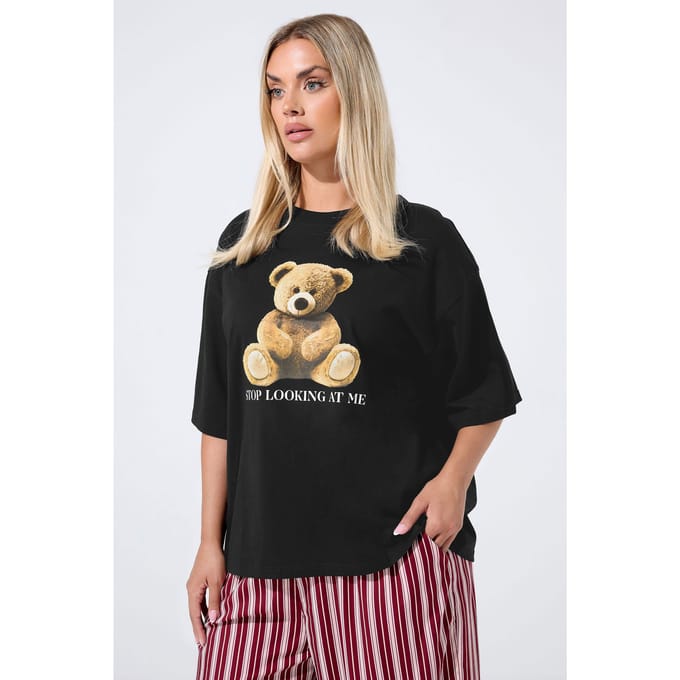 Limited Collection Zwart 'Stop Looking At Me' Teddy Tshirt Size 44