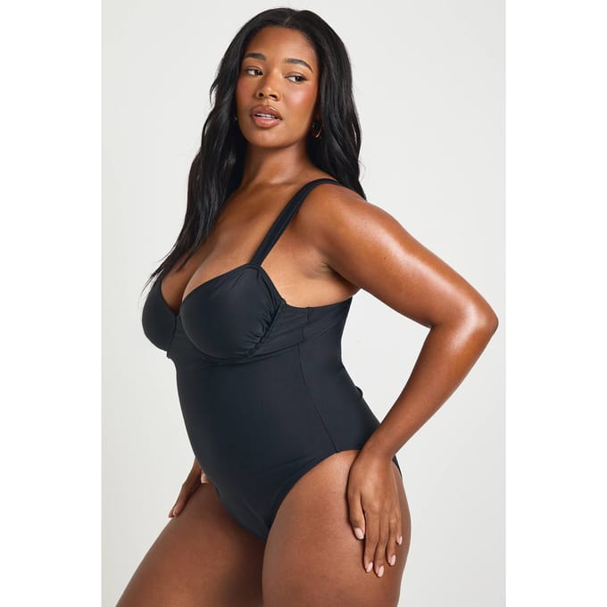 boohoo Dames Plus Balkonnet Bh Badpak | Black | Maat: 16
