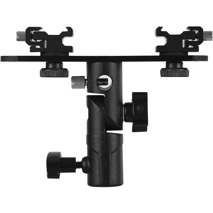 T-vormige flitsbeugelstandaard en 2 koude schoen voor Canon Nikon YONGNUO Speedlite zwart