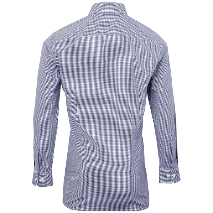 Premier Herenmicrocheck shirt met lange mouwen (Marine / Wit)