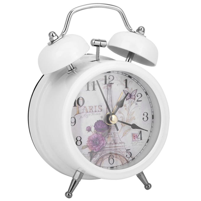 Mini Metalen Digitale Wekker Stil met Lichten Knipperende Bel voor Slaapkamer Student Wit wit
